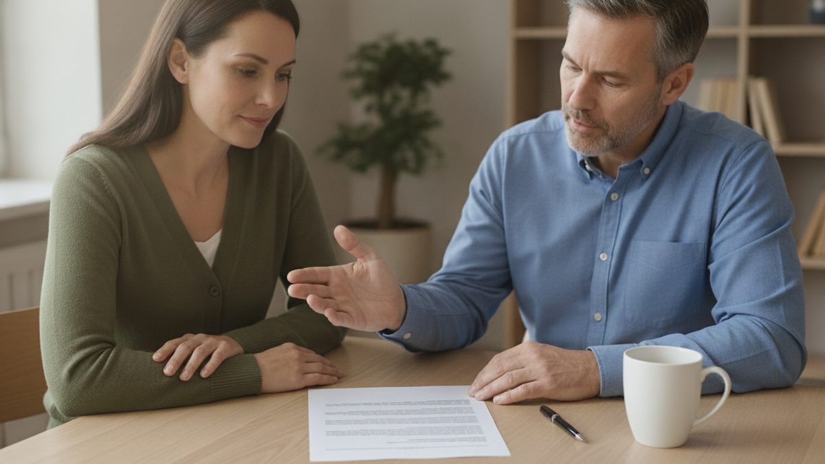 A Pasco County public employee reviewing Florida Retirement System plan paperwork with an independent financial planner